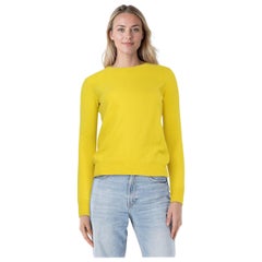 N. PEAL Yellow Cashmere Round Neck Knit Sweater Size XS