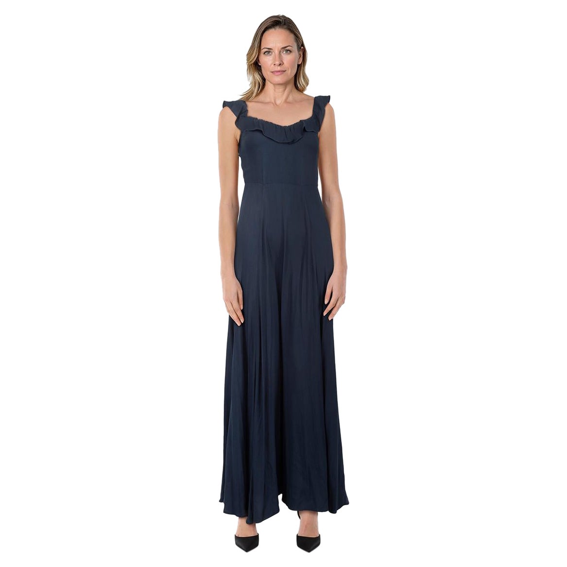 Reformation Marineblaues ärmelloses Maxikleid Größe XS im Angebot