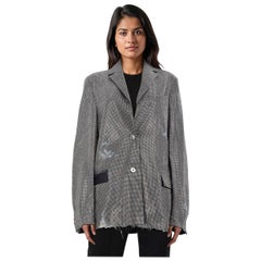 J.W.Anderson Silver Studded Denim Distressed Blazer Size S
