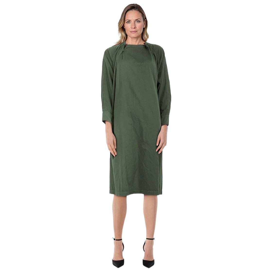 Lemaire Green Long Sleeve Midi Dress Size S in vendita