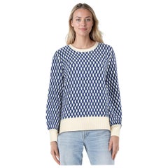 Madeleine Thompson Blue & White Wool Knit Jumper Size M