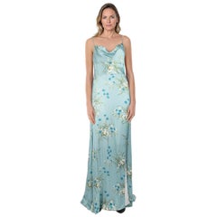 Reformation Blue Silk Daisy Print Dress Size M