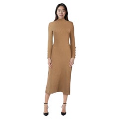 Sézane Beige Wool Ribbed Bodycon Maxi Dress Size XS