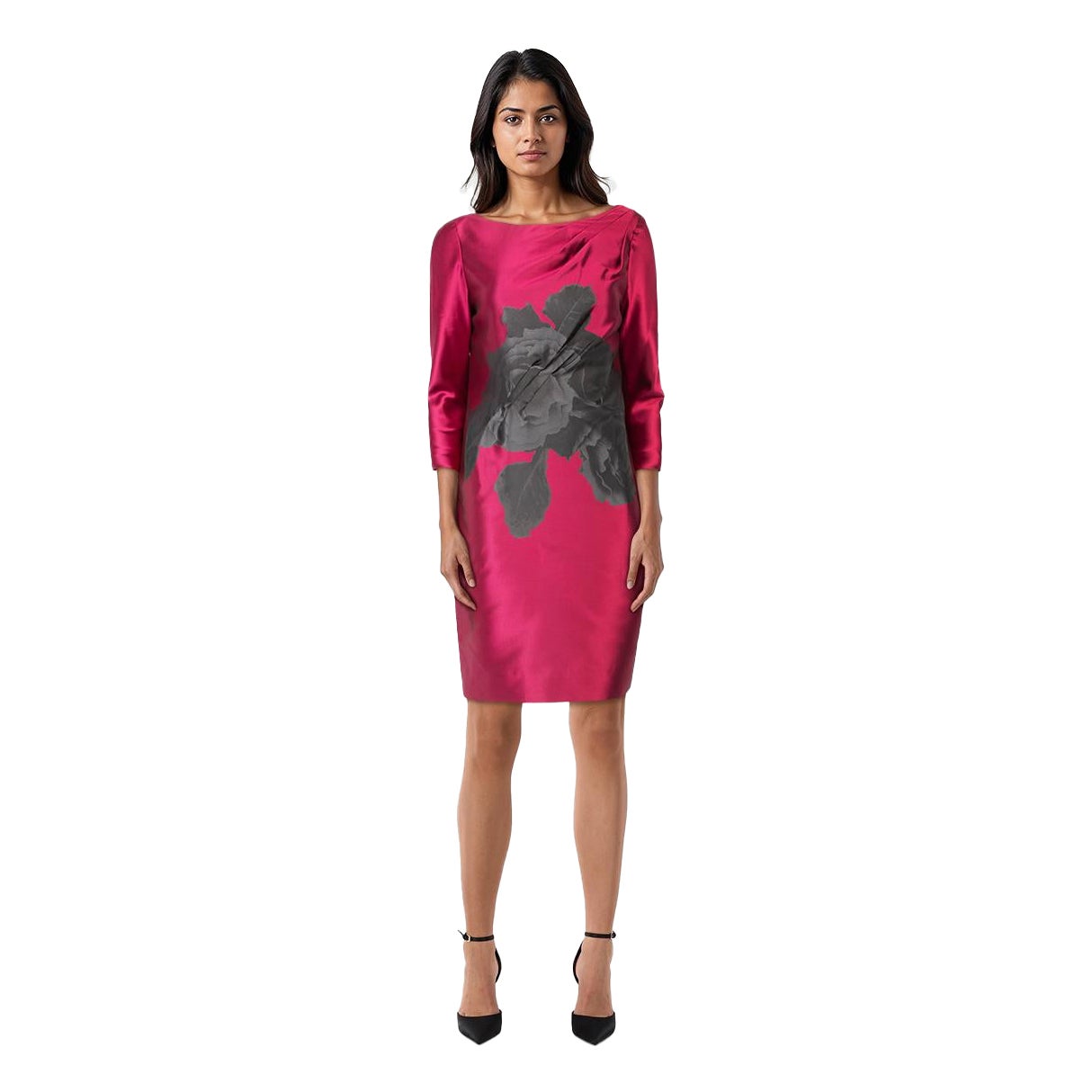 Rene Ruiz Rosa Kleid mit Blumendruck Größe L im Angebot
