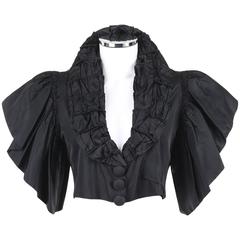 JEAN PATOU Adaptation c.1930's Black Silk Jacket Ruffled Capelet 9