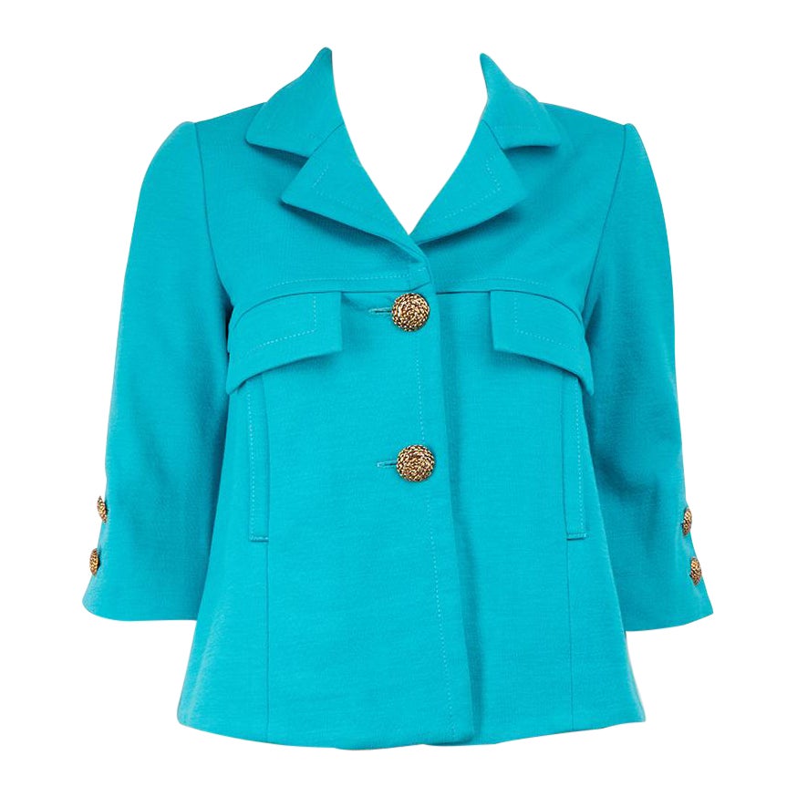 Smythe Blue Wool Pocket Detail Mid-Sleeve Jacket Size S For Sale