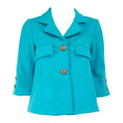 Smythe Blue Wool Pocket Detail Mid-Sleeve Jacket Size S