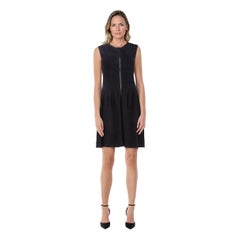 Alaïa Vestido plisado con cremallera frontal azul marino Talla M