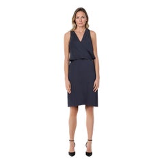 Theory Navy Silk Sleeveless Drape Detail Dress Size XXS