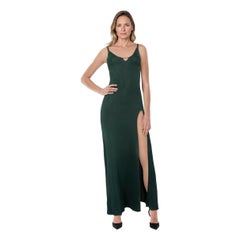 AMI Green Sheer Maxi Leg Slit Dress Size XS