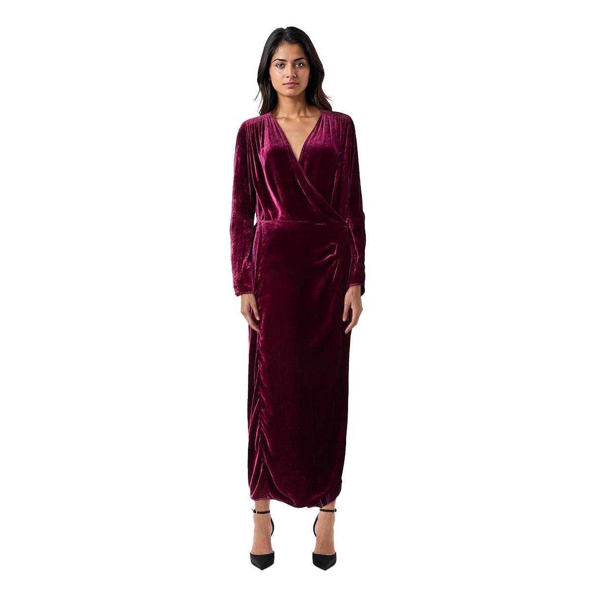 The Attico Purple Velvet Long Wrap Dress Size L For Sale