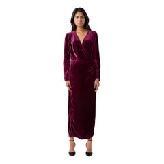The Attico Purple Velvet Long Wrap Dress Size L