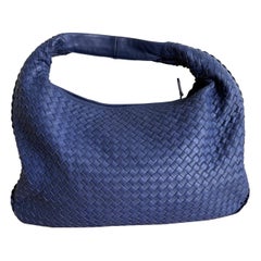 Bottega Veneta Veneta Hobo Large Navy Intrecciato Leather Bag 47cm