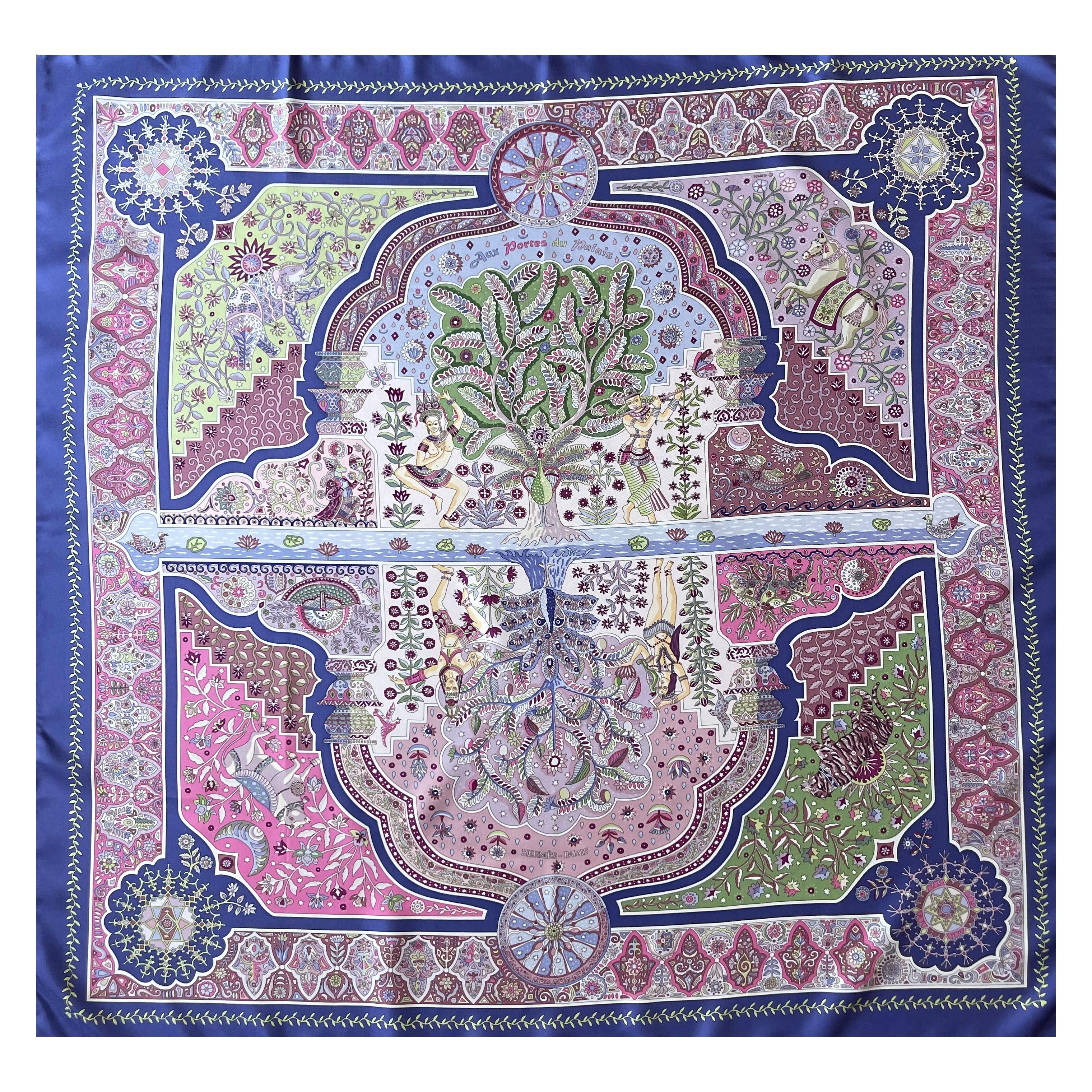 Sciarpa di seta Hermès " Aux Portes Du Palais" 2008 in vendita