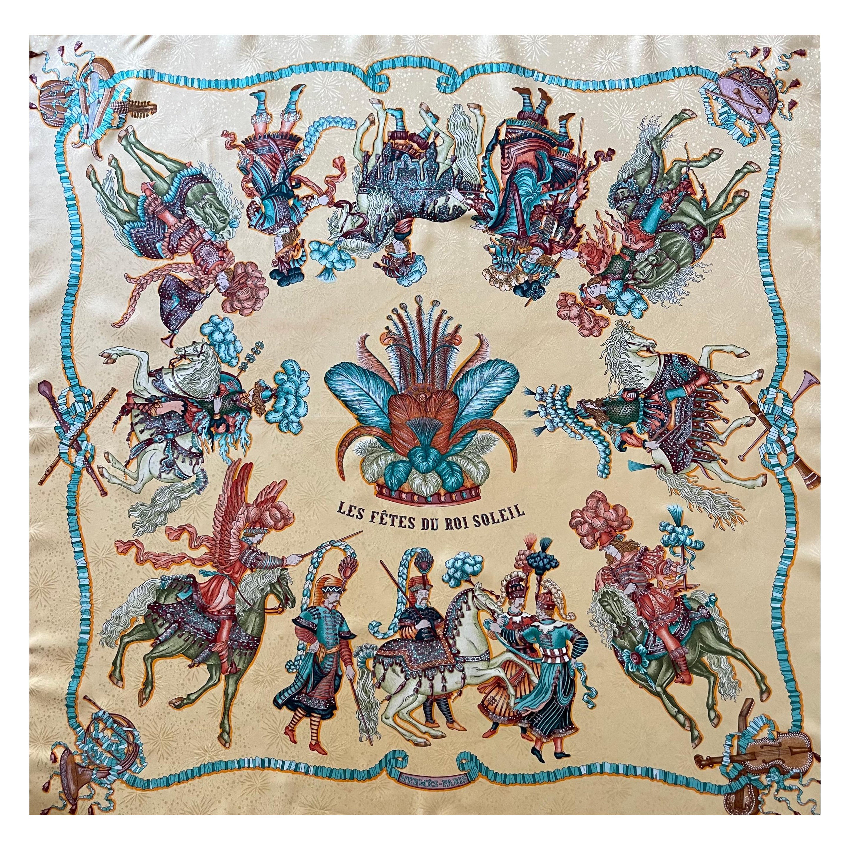 Sciarpa di seta Hermès " Les Fêtes Du Roi Soleil " 1994 in vendita