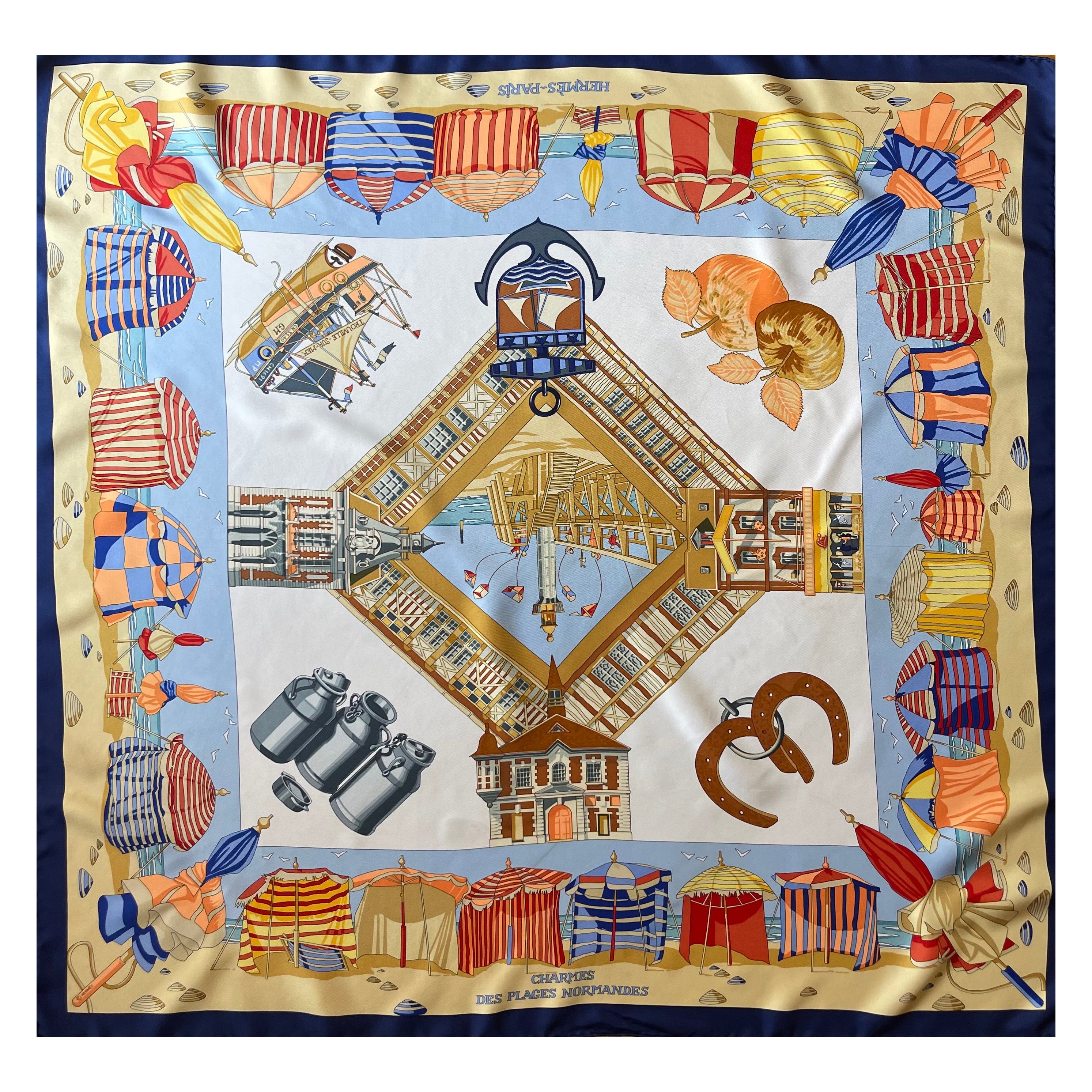 Hermès Seidenschal "Charmes des Plages Normandes" 2002 im Angebot