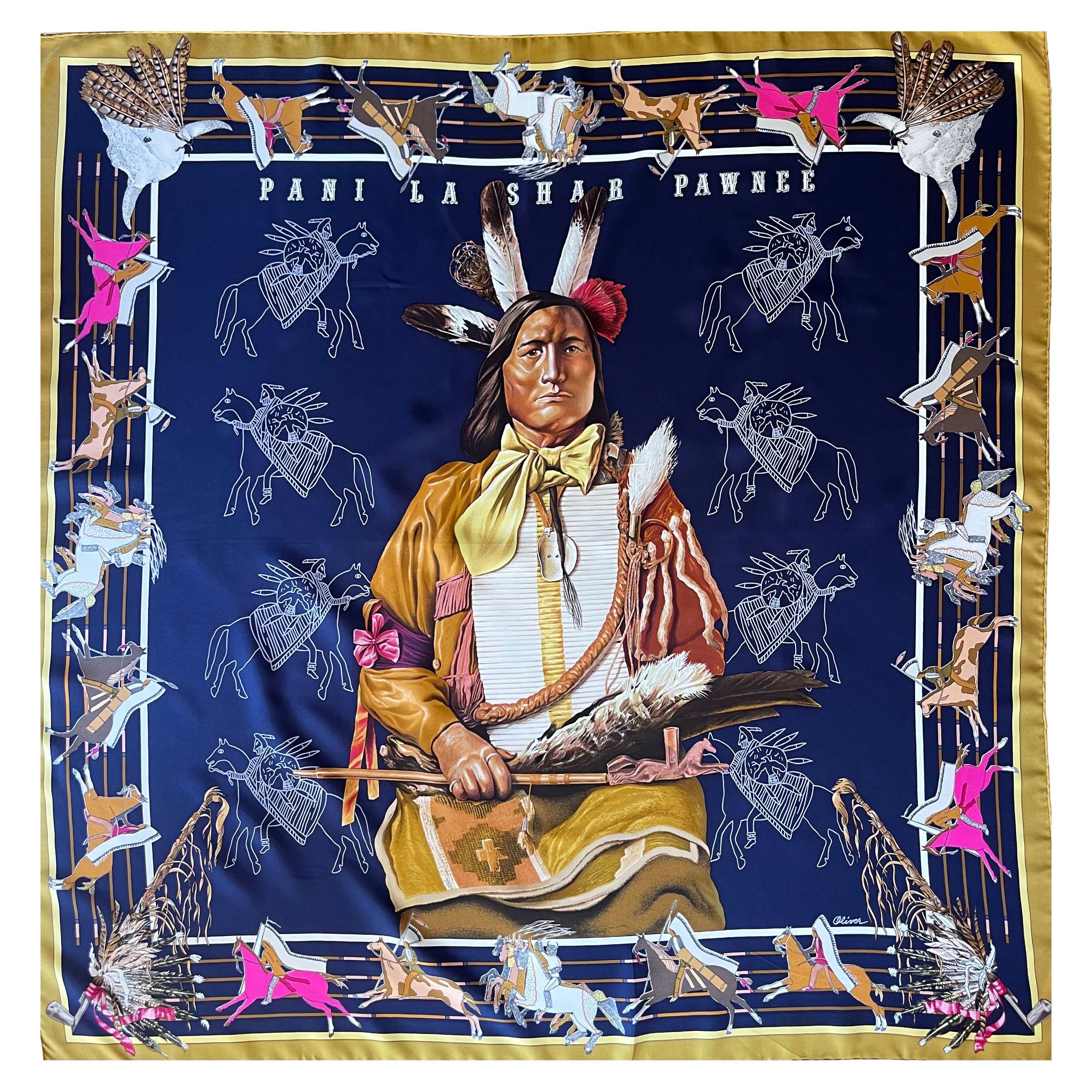 Hermès Silk Scarf "Pani La Shar Pawnee" 1984 im Angebot