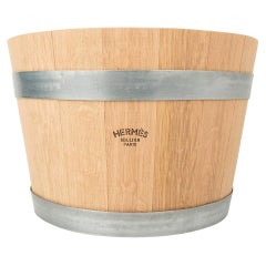 Hermes Groom Stable Bucket Oak Wood Leather Handle New