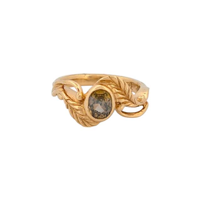 Antique 14K Signed MK Yellow Gold With White Gold Accent Diamond Ring ...