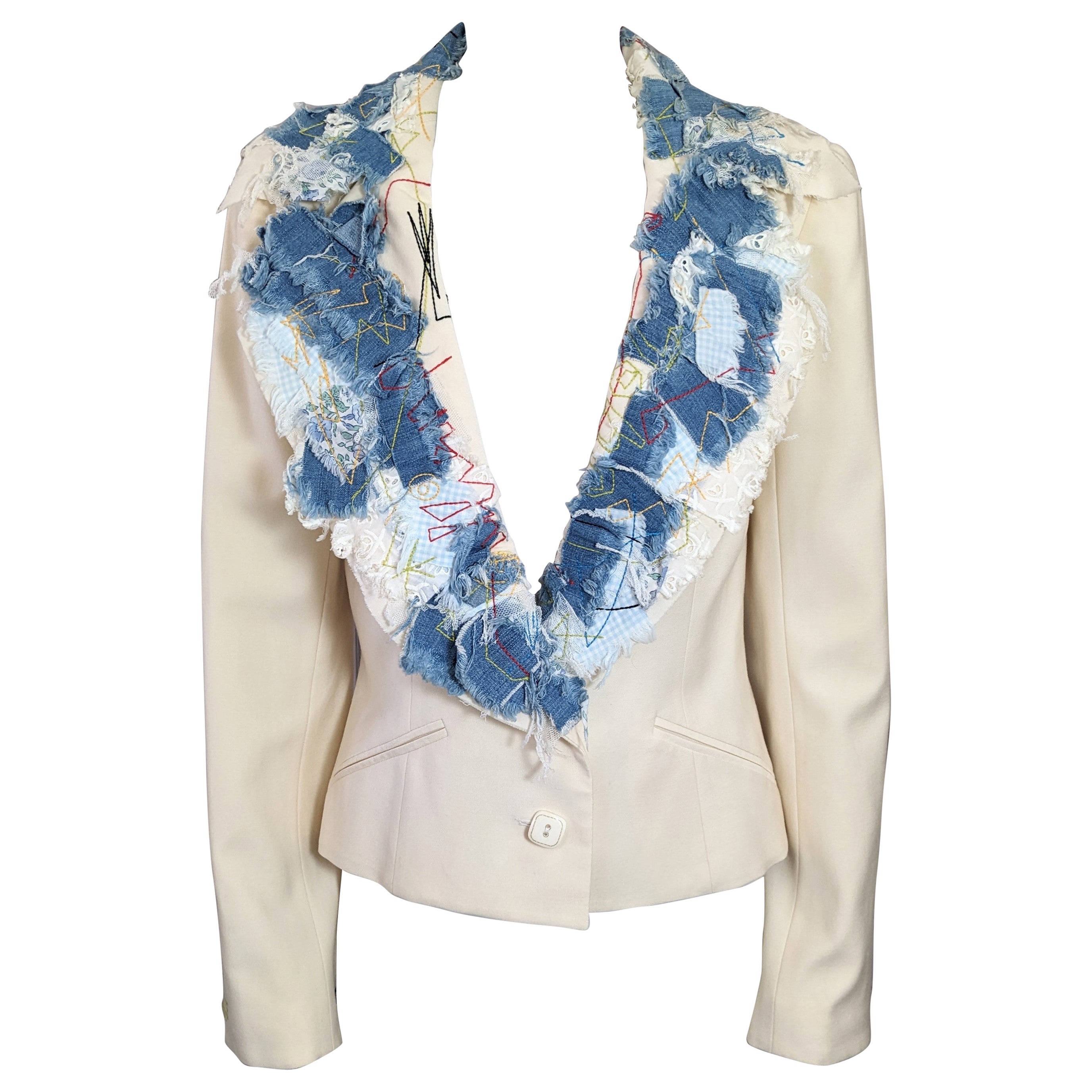 John Galliano Patchwork and Scrapbooking Embroidered Blazer For Sale