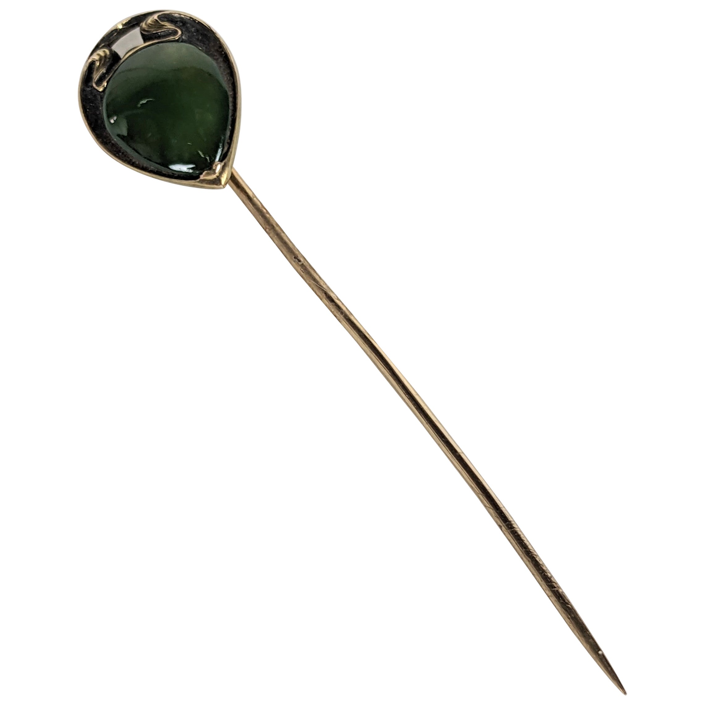 Elegant Art Nouveau Jade Stickpin For Sale