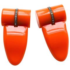 1920s Orange Bakelite Dress Clips