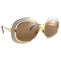 Mint Vintage Christian Dior Gold & Beige Sunglasses Made in Austria