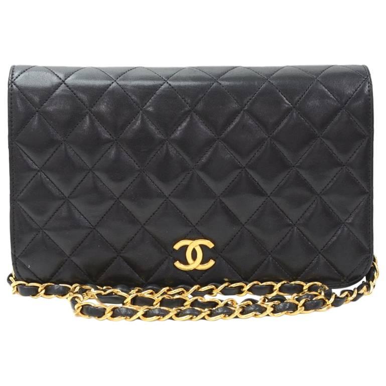 Chanel 9" Classic Black Quilted Leather Shoulder Flap Bag
