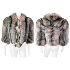 Roberto Cavalli F/W 2010 Runway Cropped Fox Fur Bolero Jacket Coat