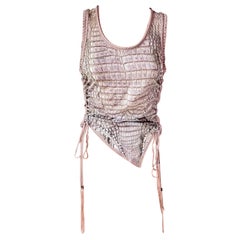 Roberto Cavalli S/S 2011 Lace Up Reptile Print Ruched Tank Top