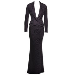 Christian Dior by John Galliano Fitted Damask Floor Length Skirt Suit, SS 1999