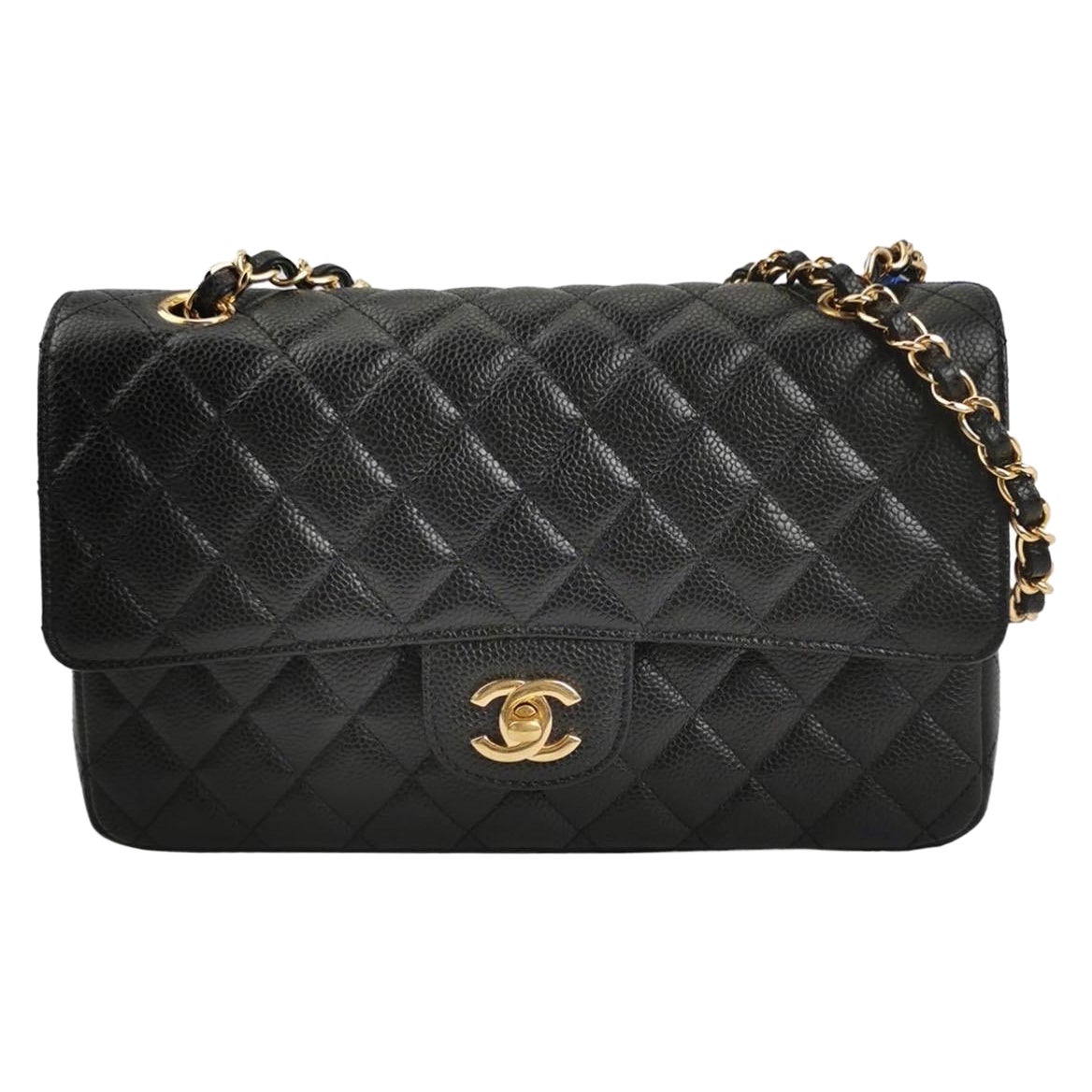 Chanel Classic Flap Medium Black Caviar Leather Gold-tone Hardware 2012-2013 For Sale