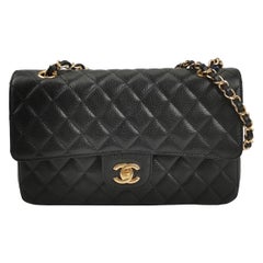 Chanel Classic Flap Medium Black Caviar Leather Gold-tone Hardware 2012-2013