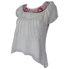 Miu Miu summer blouse with embroidered flowers 8