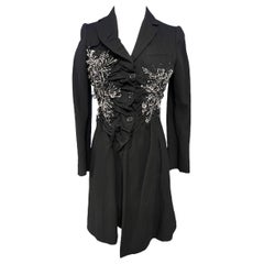 Moschino Punk Safety Pin Embellished Wool Coat