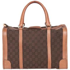 GUCCI VINTAGE Brown MONOGRAM Canvas BOSTON BAG 7