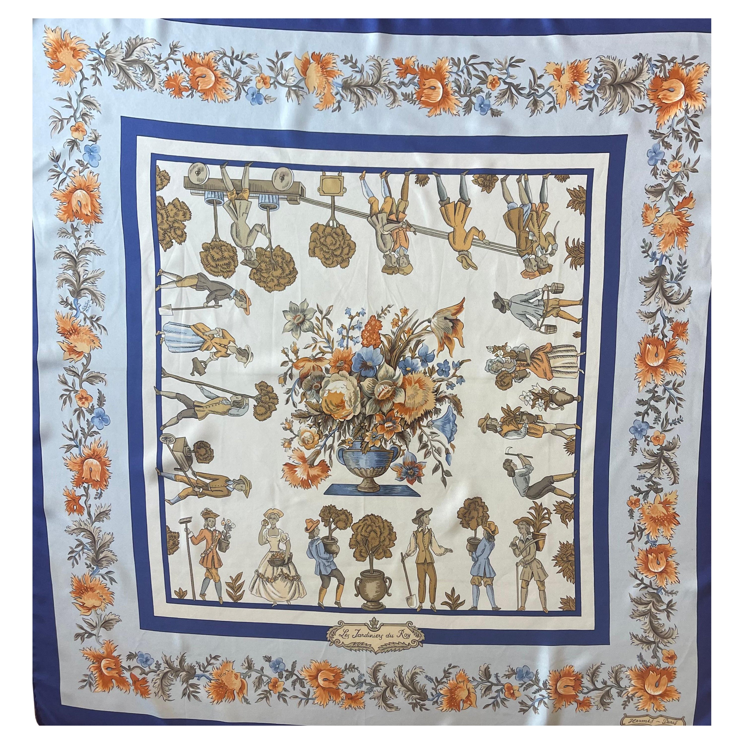 Hermès Scarf "Les Jardiniers Du Roy" 1967 For Sale