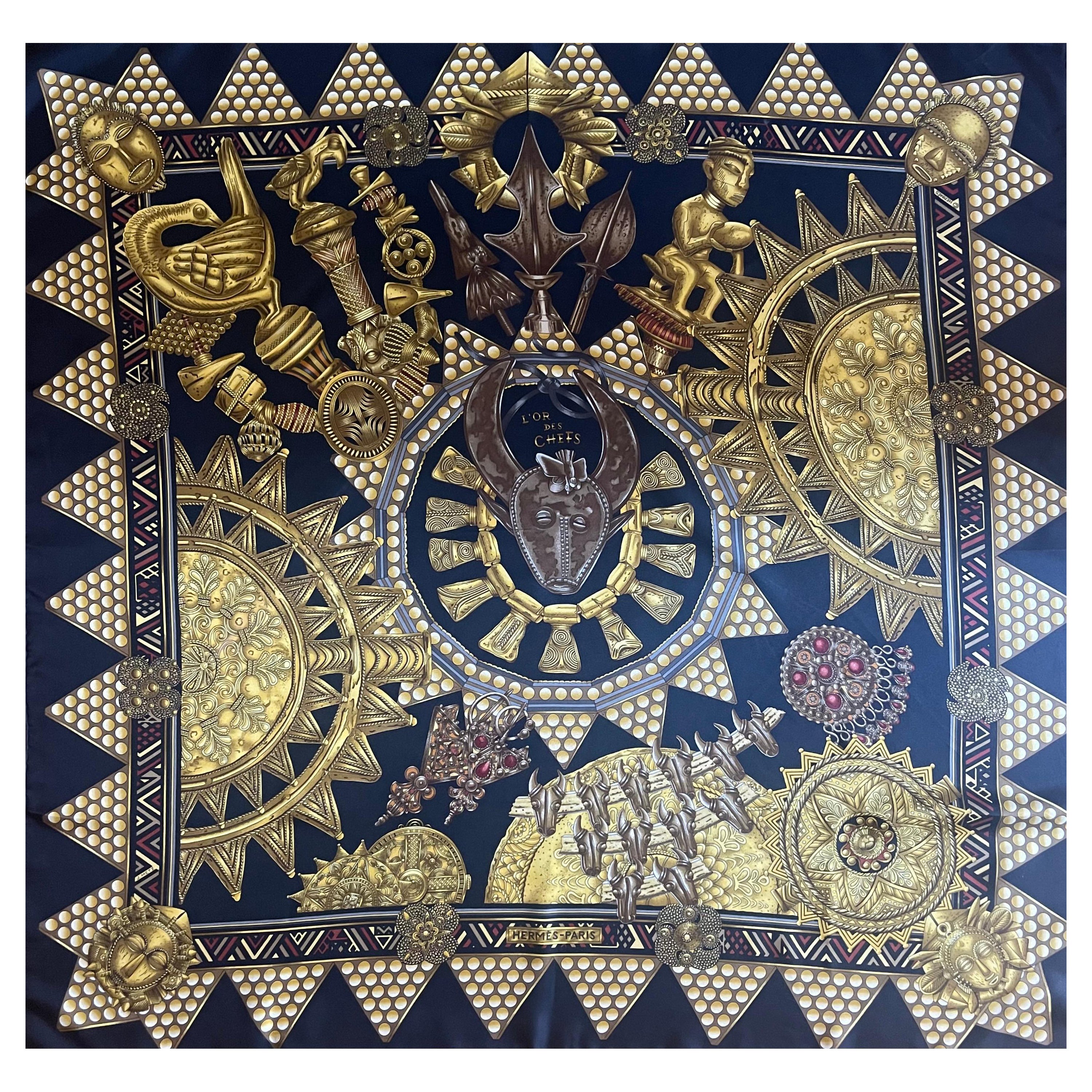 Hermès Scarf "L'Or Des Chefs" 1997 For Sale
