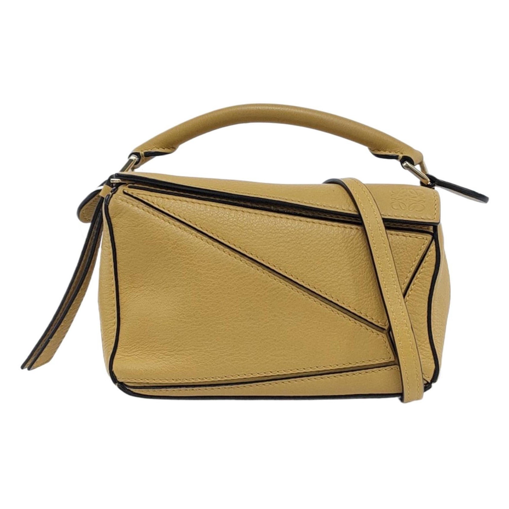 Loewe Puzzle Mini Yellow Calfskin Leather Gold Hardware Crossbody Bag For Sale