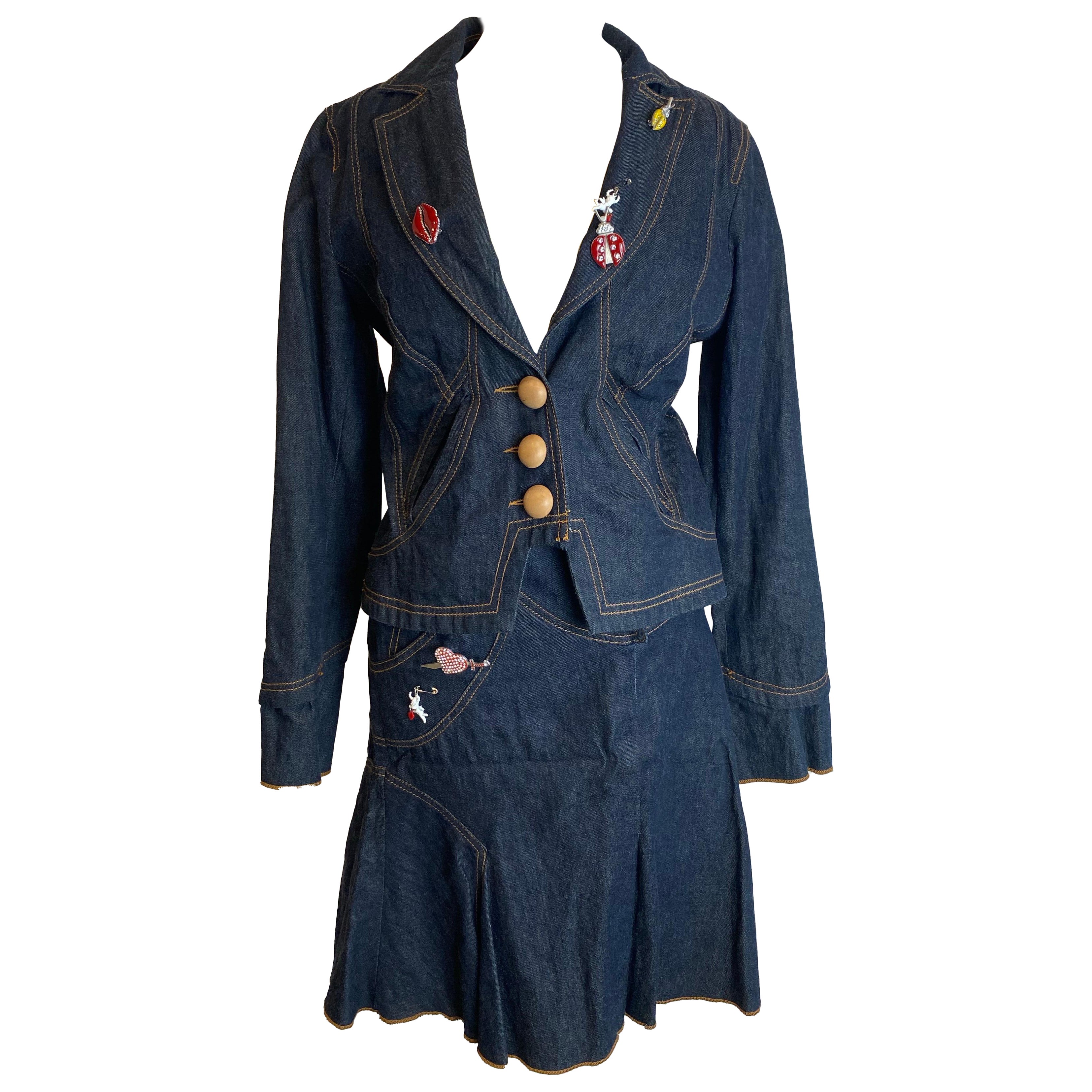Jeans jacket with skirt GaetanoNavarra For Sale