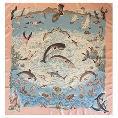Hermès Silk Scarf "La Vie Précieuse De La Méditerranée" 1992