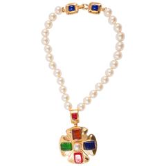 Summer 1997s Gorgeous Chanel Multicolored Gripoix Necklace 11