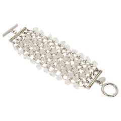 Paco Rabanne Silvered Metal and Quartz Link Bracelet
