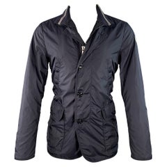 MONCLER Size M Navy Nylon Zip Buttons Windbreaker Jacket