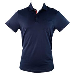 MONCLER Größe M Marineblaues Baumwollmischgewebe mit einer Tasche und Kontrastbesatz Polo