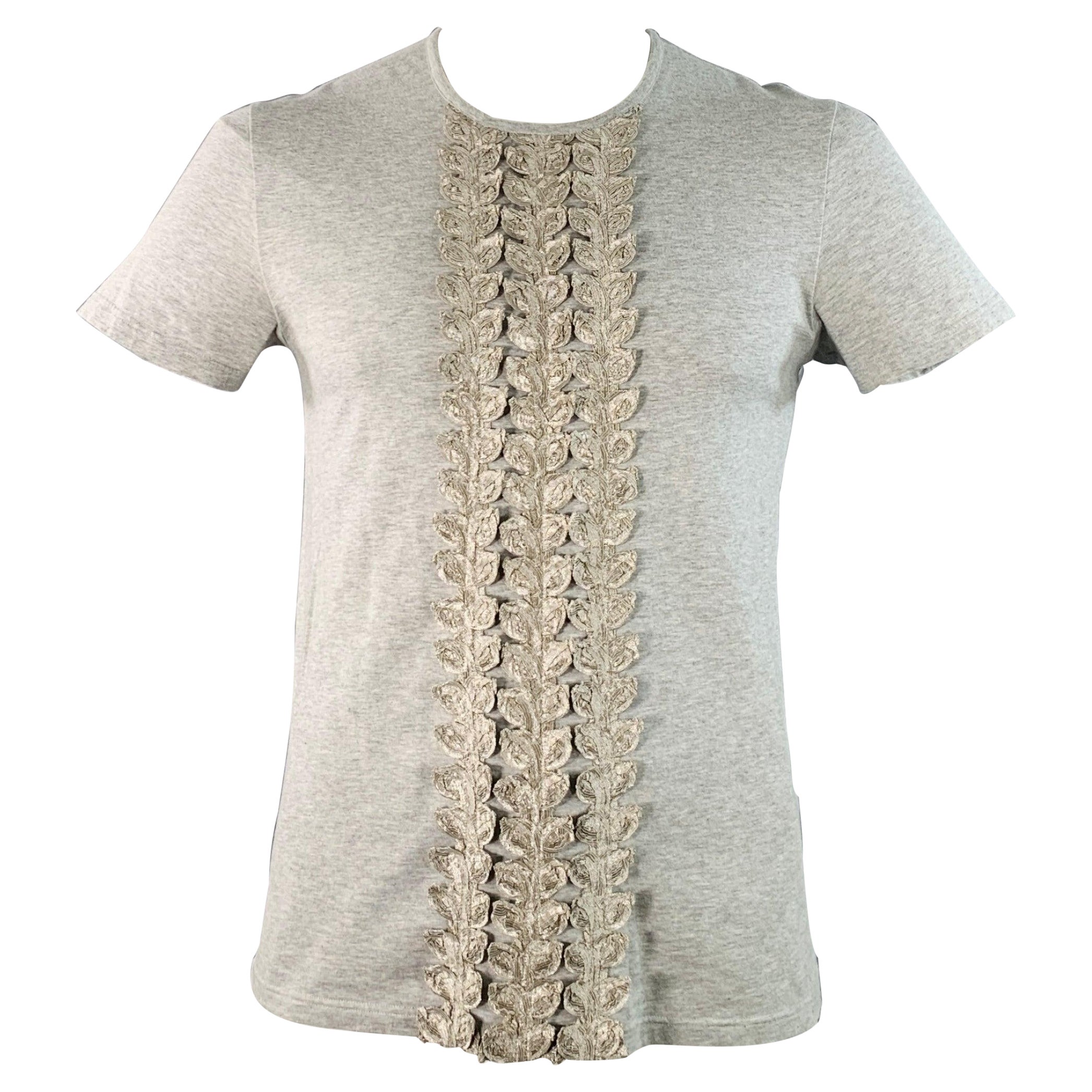 Burberry Prorsum Taille XL T-shirt col ras du cou en coton gris avec embellissement en vente