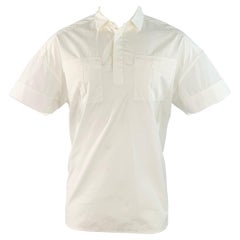 VALENTINO Size M White Cotton Pullover Two Pockets Oversized Short Sleeve Shirt (Chemise à manches courtes surdimensionnée)