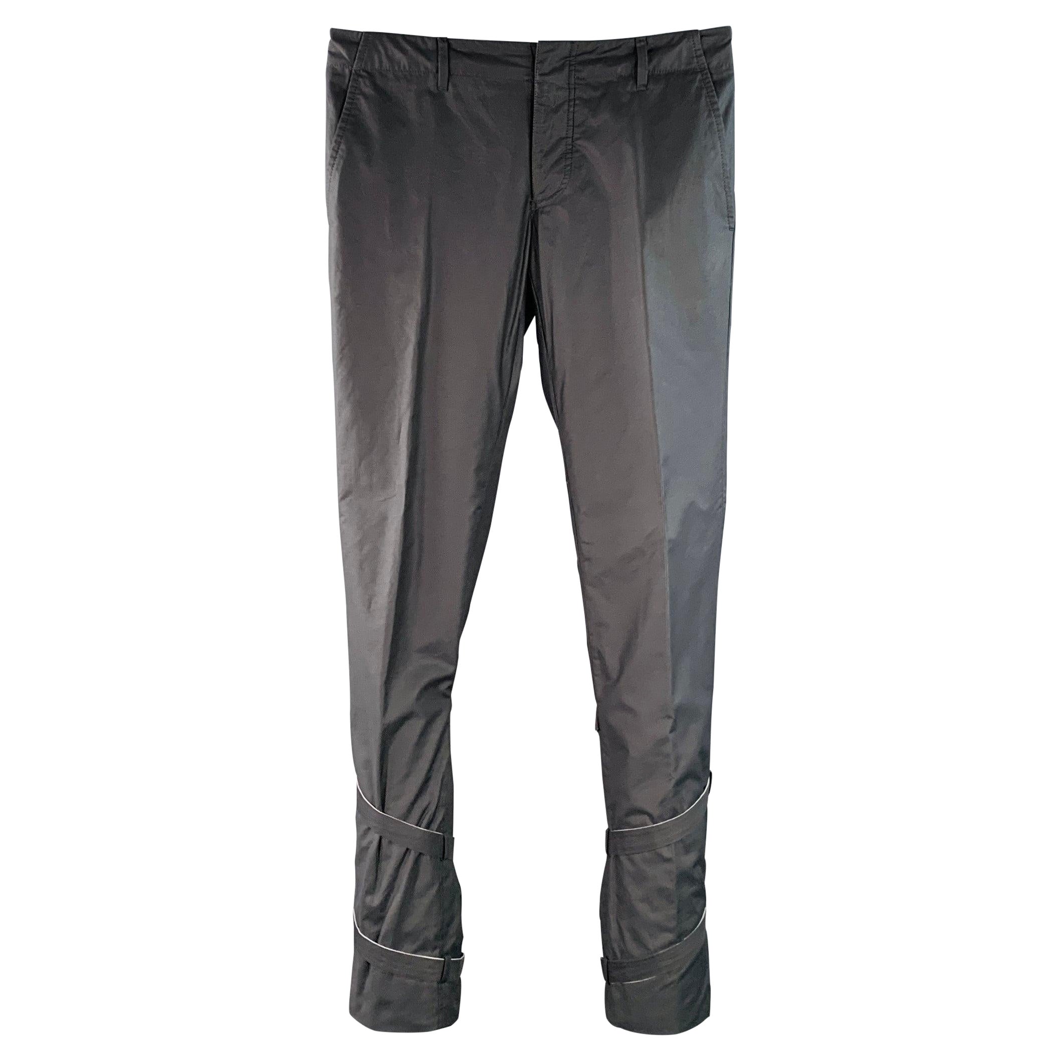 GUCCI Vintage Talla 30 Gris Mezcla de Algodón Pantalones Casual Super Skinny Bondage