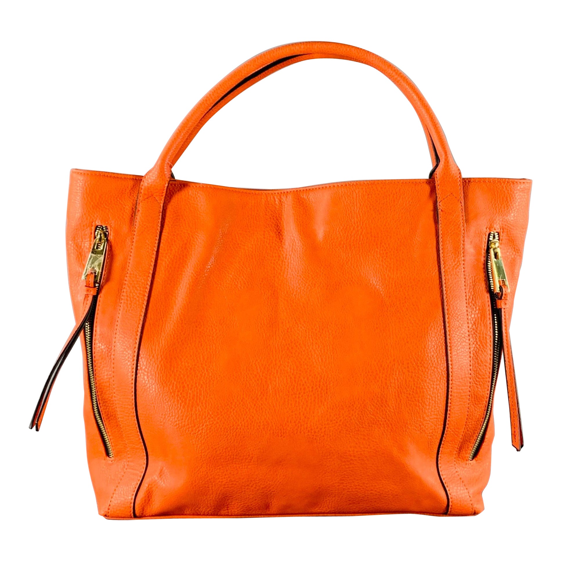 Neiman Marcus Sac fourre-tout en simili-cuir orange et or en vente