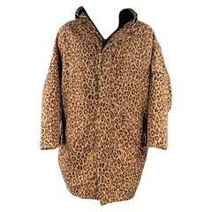 R13 Size S Tan Black Animal Print Oversized Hooded Parka Coat